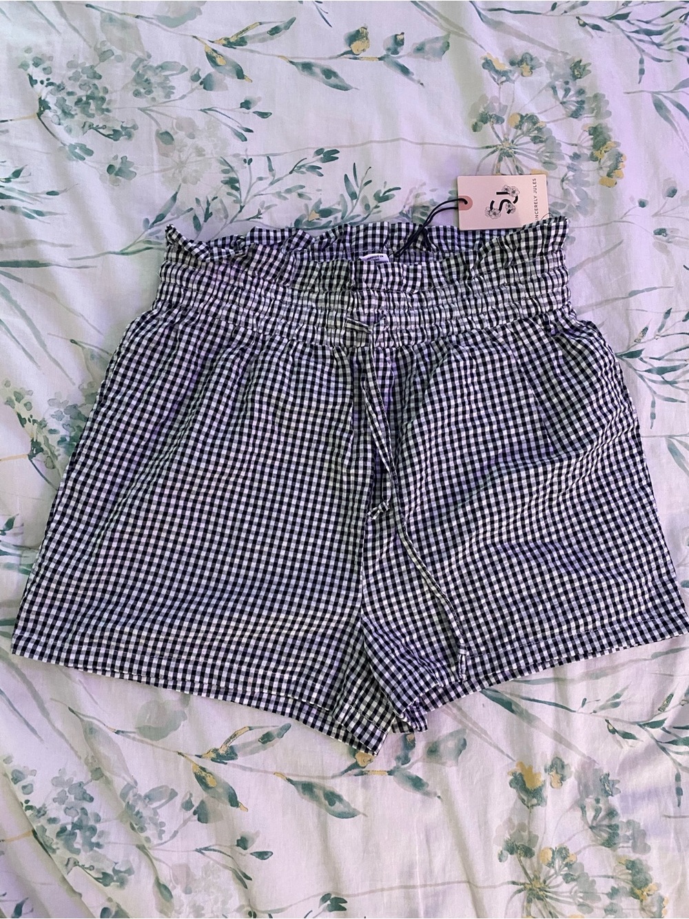Sincerly Jules Black & White Gingham High Waist Shorts